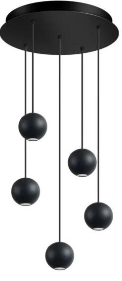 Hanglamp Grace 5-Lichts Zwart - Giga Meubel
