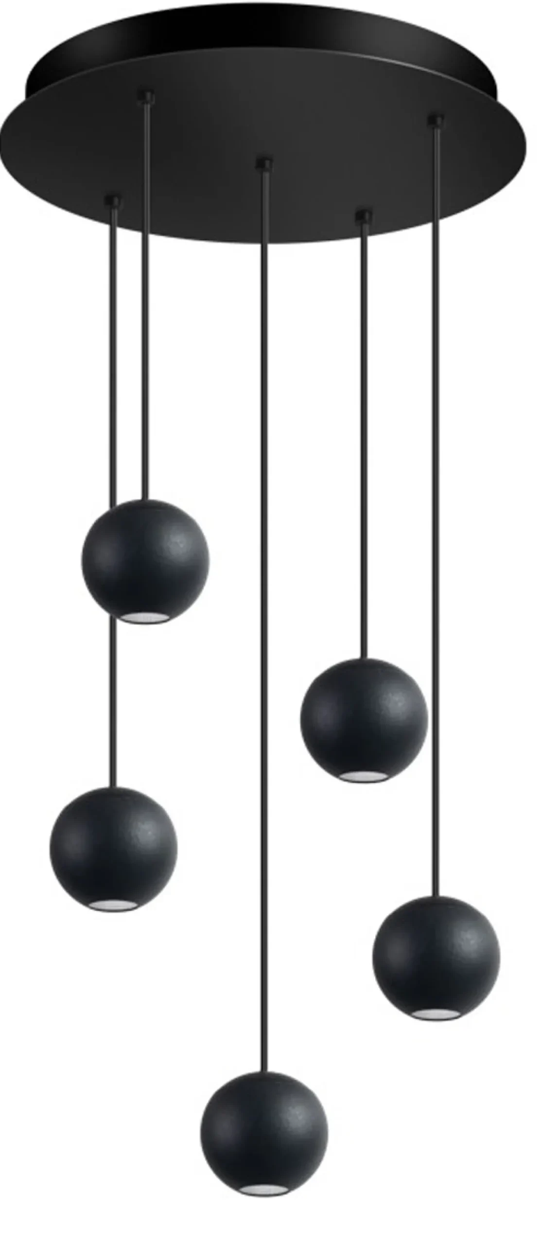 Hanglamp Grace 5-Lichts Zwart - Giga Meubel