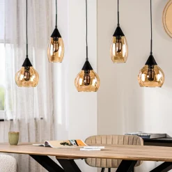 Hanglamp Grietje 5-Lichts Amber Glas - Giga Meubel