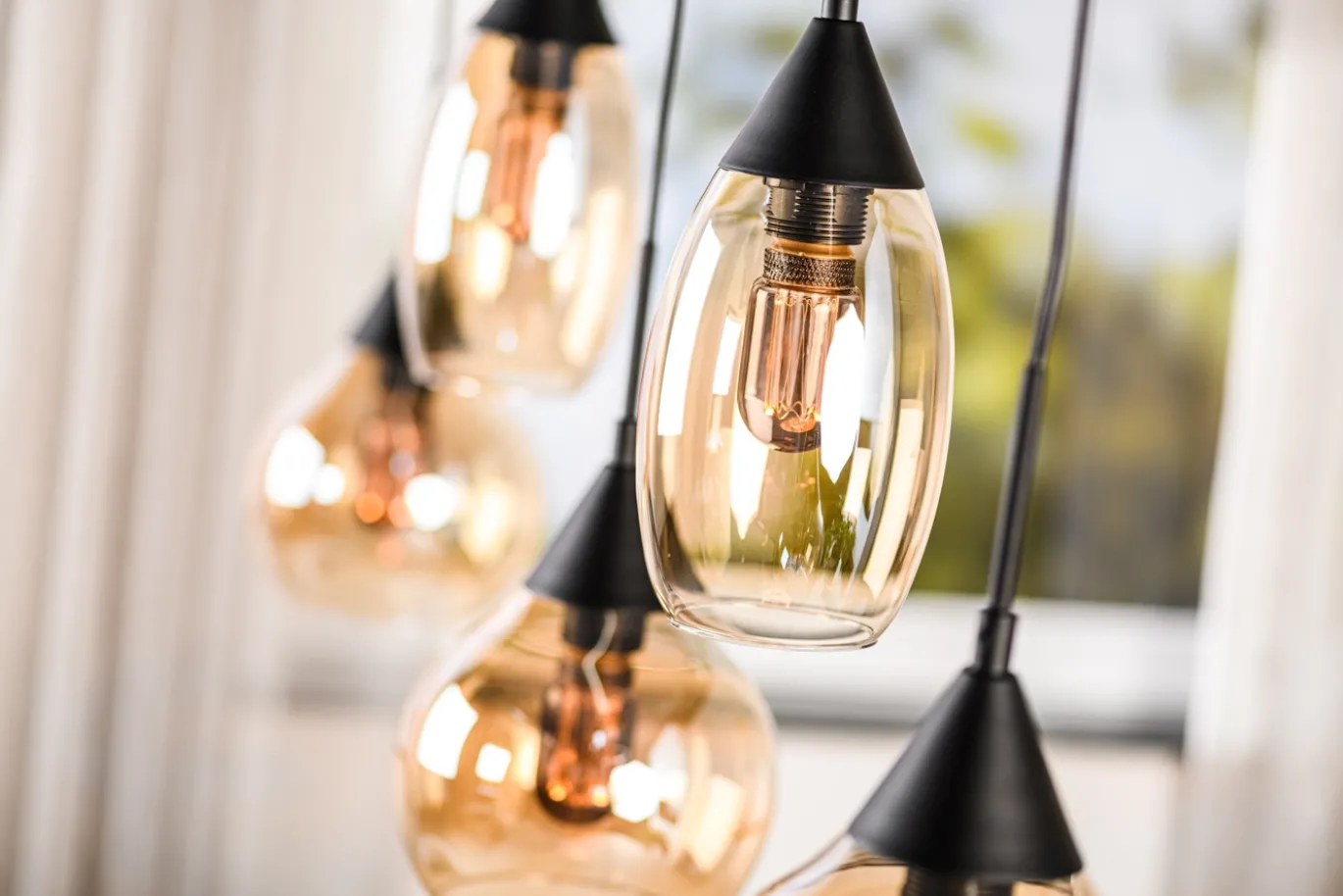 Hanglamp Grietje 5-Lichts Amber Glas - Giga Meubel
