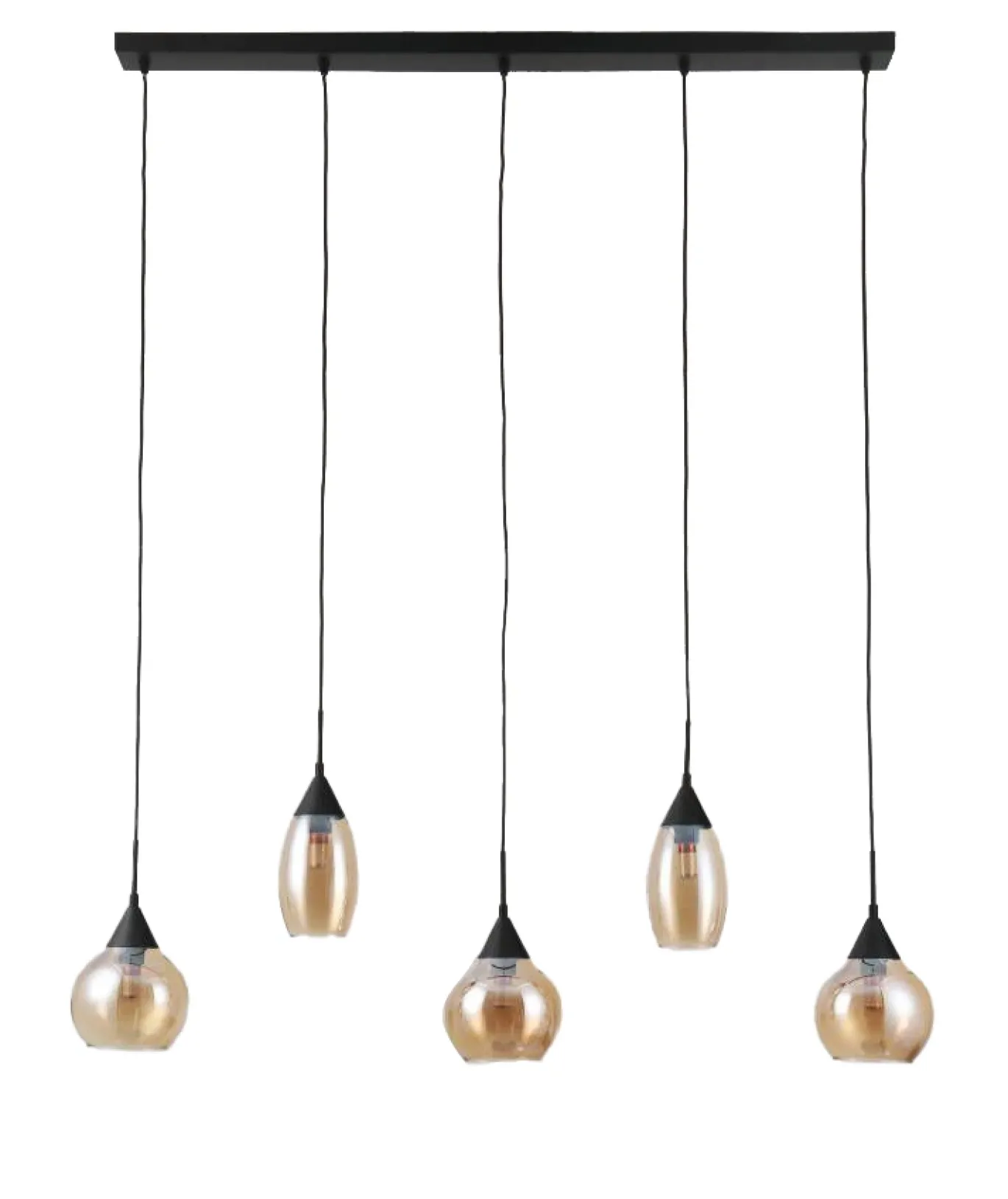 Hanglamp Grietje 5-Lichts Amber Glas - Giga Meubel