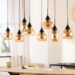 Hanglamp Grietje 8-Lichts Amber Glas - Giga Meubel