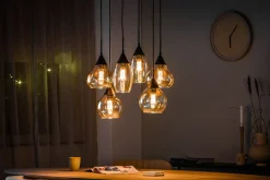 Hanglamp Grietje 6-Lichts Amber Glas - Giga Meubel