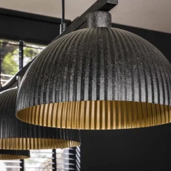 Hanglamp Halfronde Kap-Ribbel 3-Lichts Metaal Zwart - Giga Meubel
