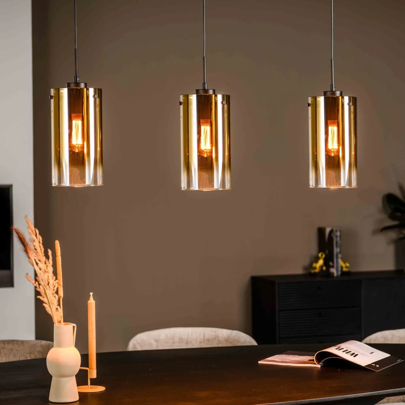 Hanglamp Honiton 3-Lichts Goud - Giga Meubel