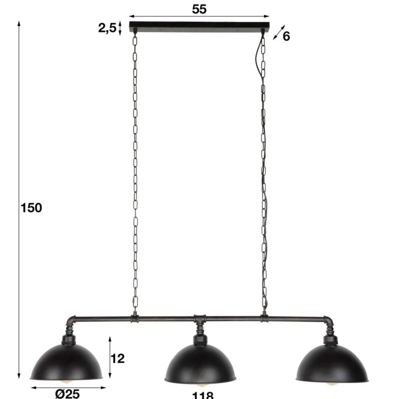 Hanglamp Industrieel 3-Lichts - Giga Meubel