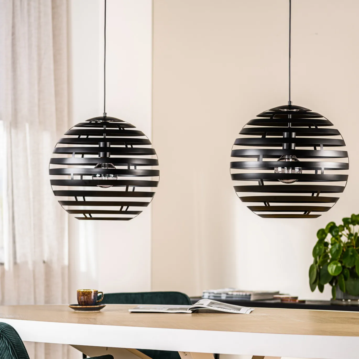 Hanglamp Joep 2-Lichts Zwart - Giga Meubel