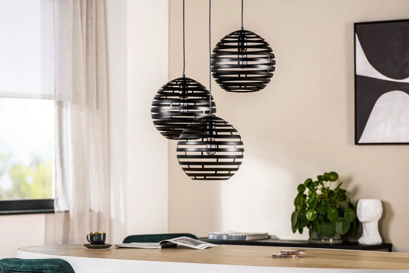 Hanglamp Joep 3-Lichts Zwart - Giga Meubel