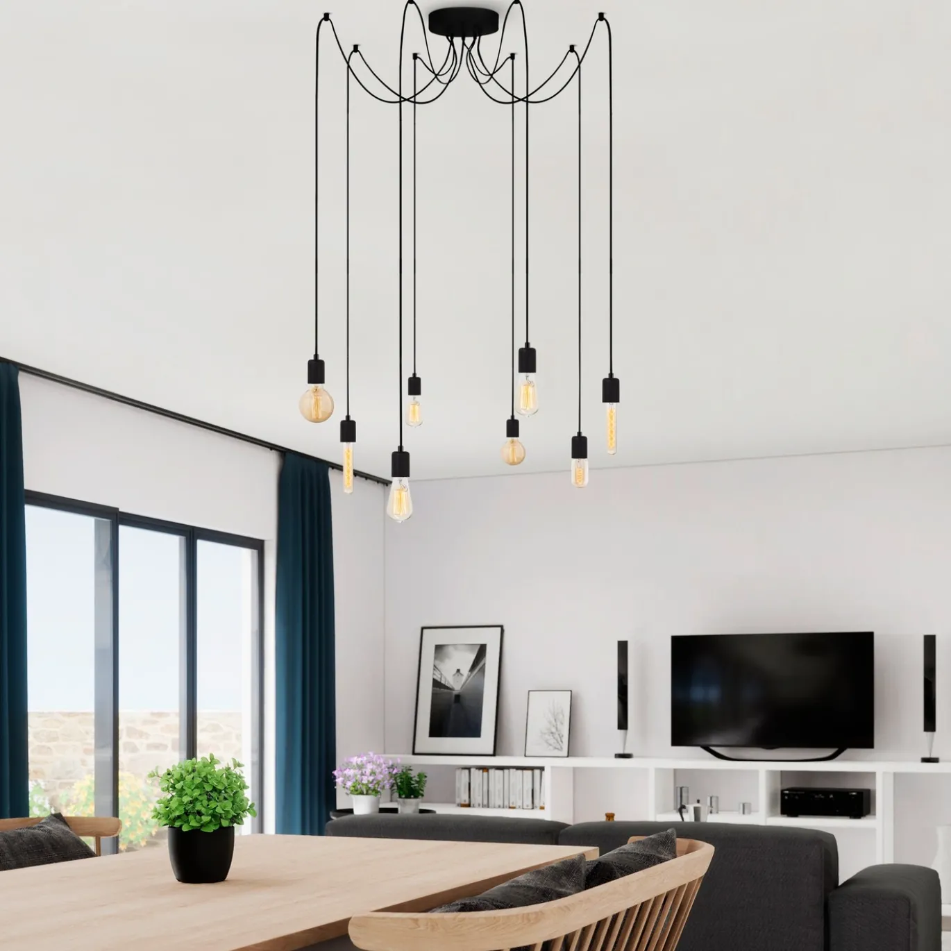Hanglamp Kabluni Zwart 8-Lichts