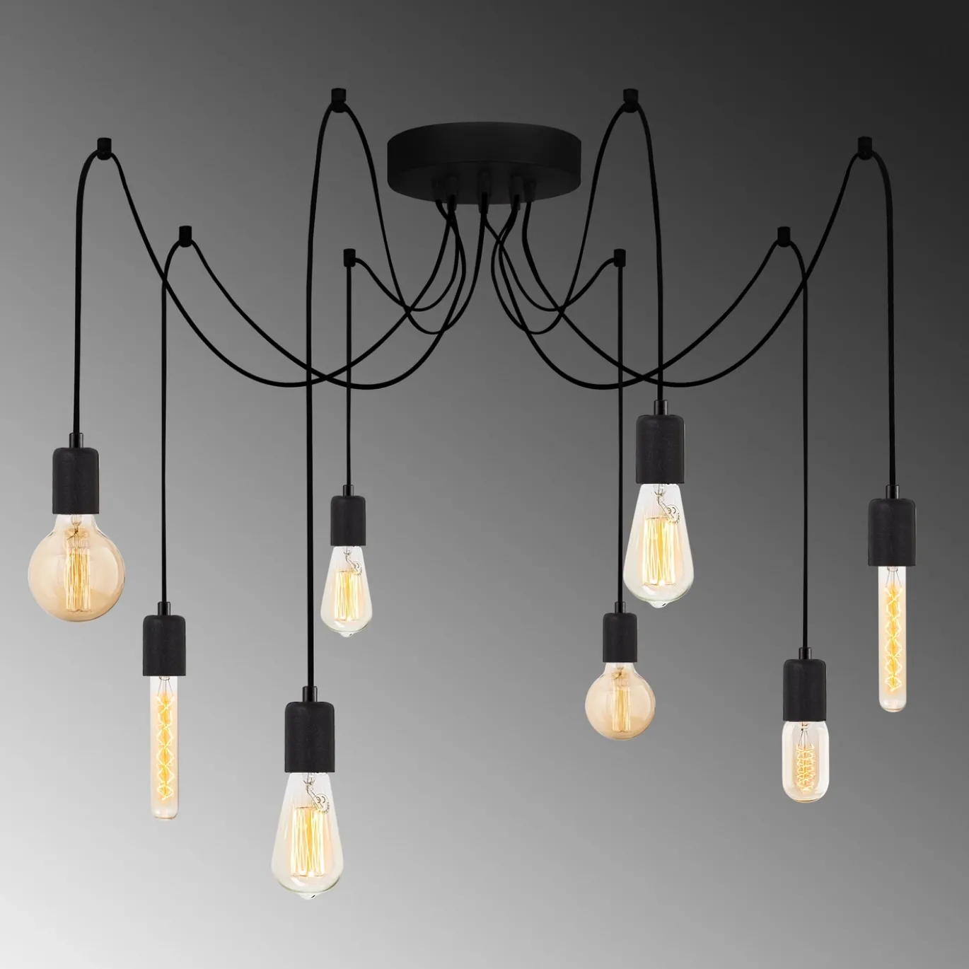 Hanglamp Kabluni Zwart 8-Lichts