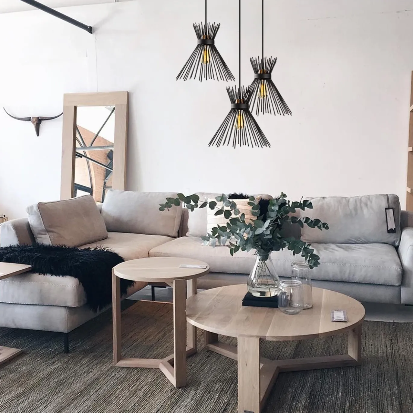 Hanglamp Kirpi 3-Lichts Zwart
