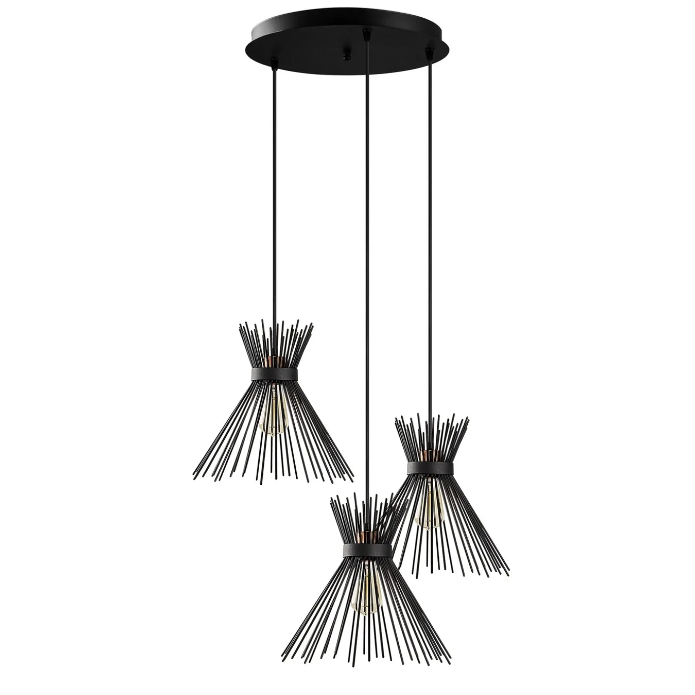 Hanglamp Kirpi 3-Lichts Zwart