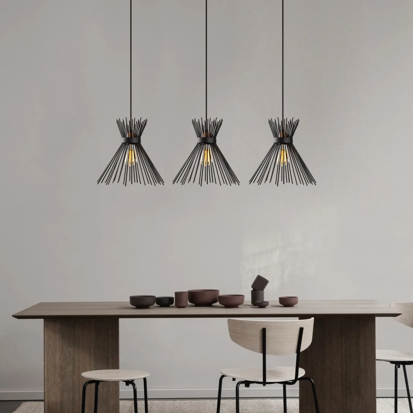Hanglamp Kirpi Zwart 3-Lichts