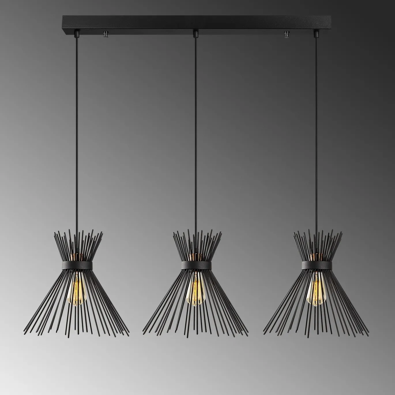 Hanglamp Kirpi Zwart 3-Lichts