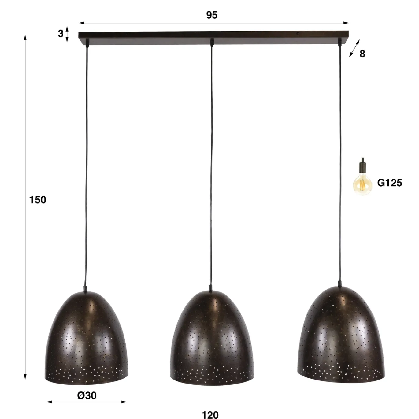 Hanglamp Kosmos 3-lichts Urban Bruin - Giga Meubel