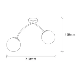 Hanglamp Kromozom 2-Lichts Wit/Zwart