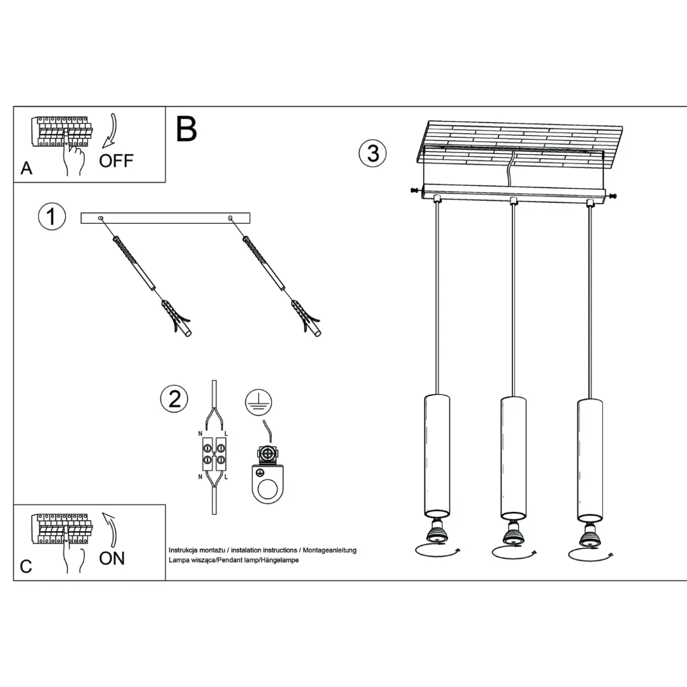 Hanglamp Lagos 3-Lichts Oker - Giga Meubel