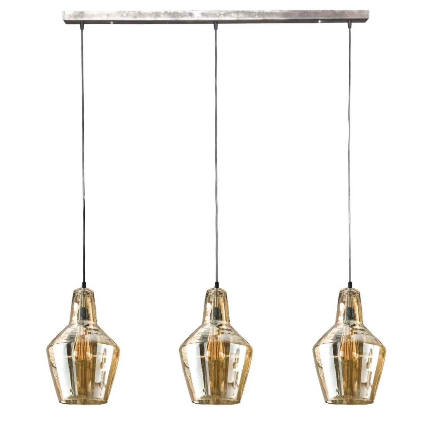 Hanglamp 3L Amber Glas Kegel - Giga Meubel