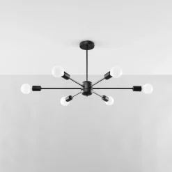 Hanglamp Lango 6-Lichts Zwart - Giga Meubel