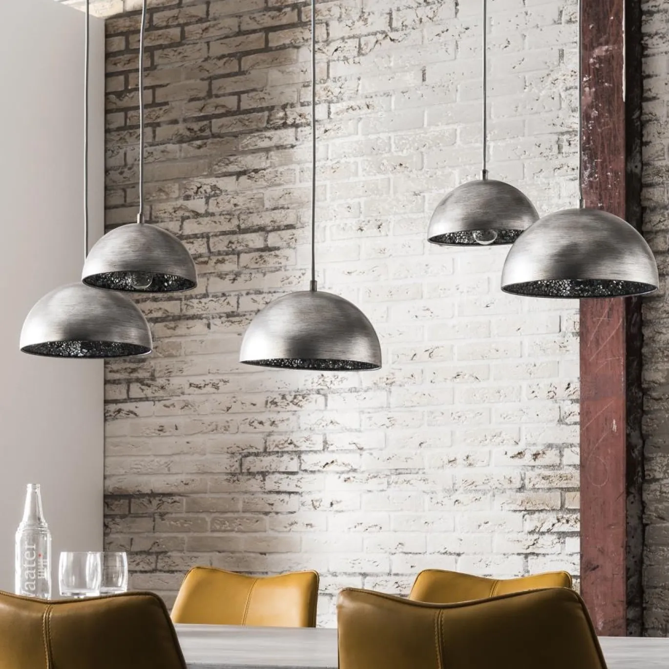Hanglamp 5L Crossbar Zilver Spiegelglas - Giga Meubel