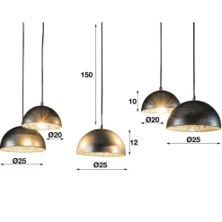 Hanglamp 5L Crossbar Zilver Spiegelglas - Giga Meubel