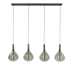 Hanglamp 4L Drop Smoke Glas Artic Zwart - Giga Meubel
