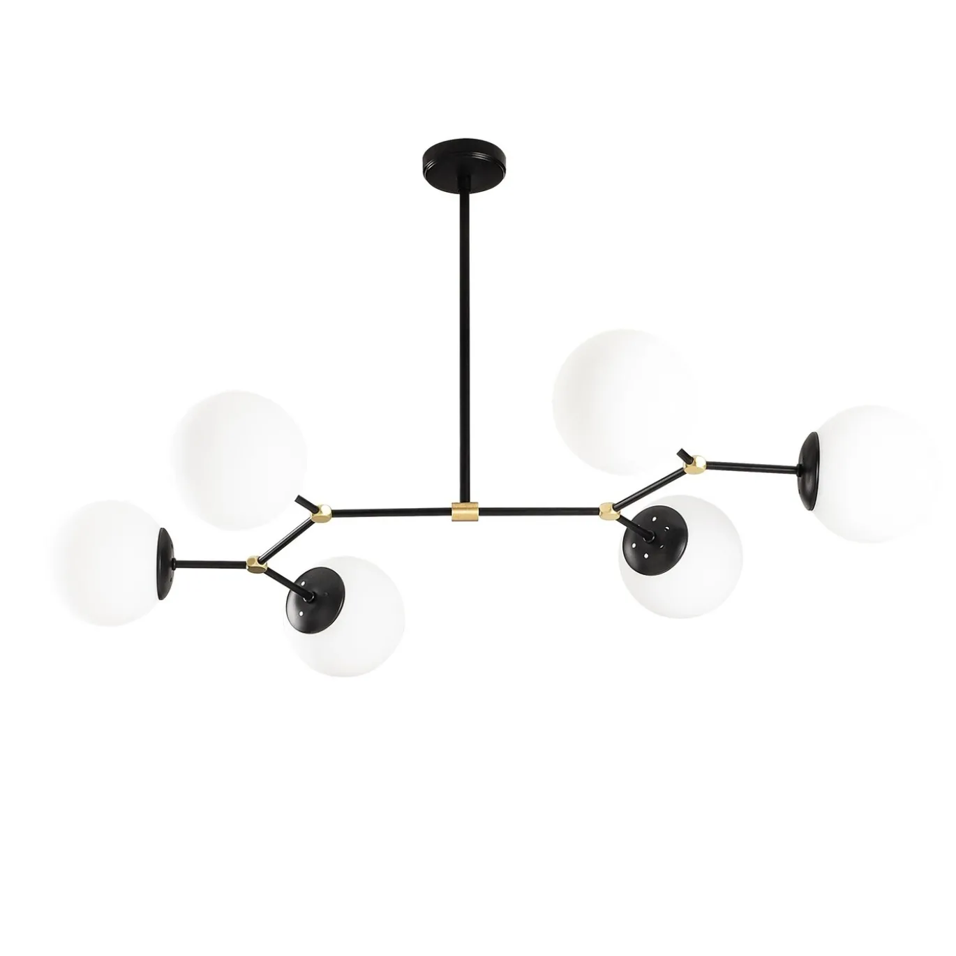 Hanglamp 6-Lichts Damar Metaal Zwart Wit