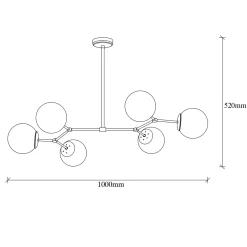 Hanglamp 6-Lichts Damar Metaal Zwart Wit