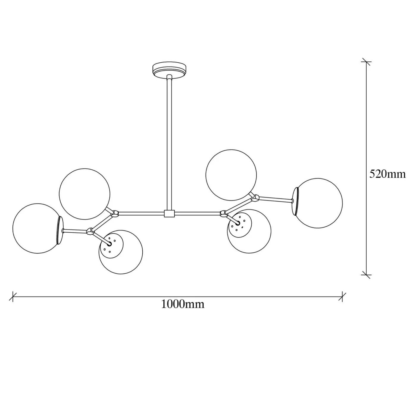 Hanglamp 6-Lichts Damar Metaal Zwart Wit