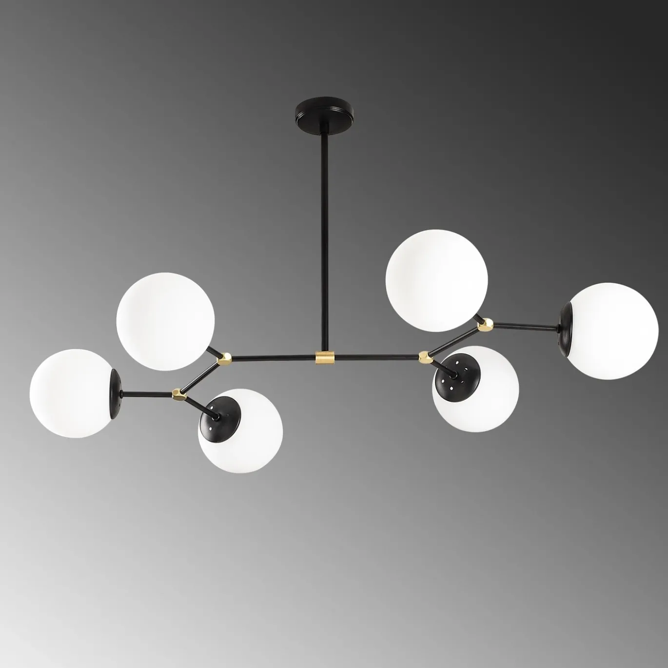Hanglamp 6-Lichts Damar Metaal Zwart Wit