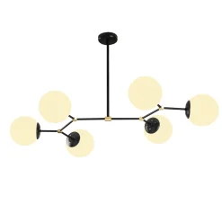 Hanglamp 6-Lichts Damar Metaal Zwart Wit