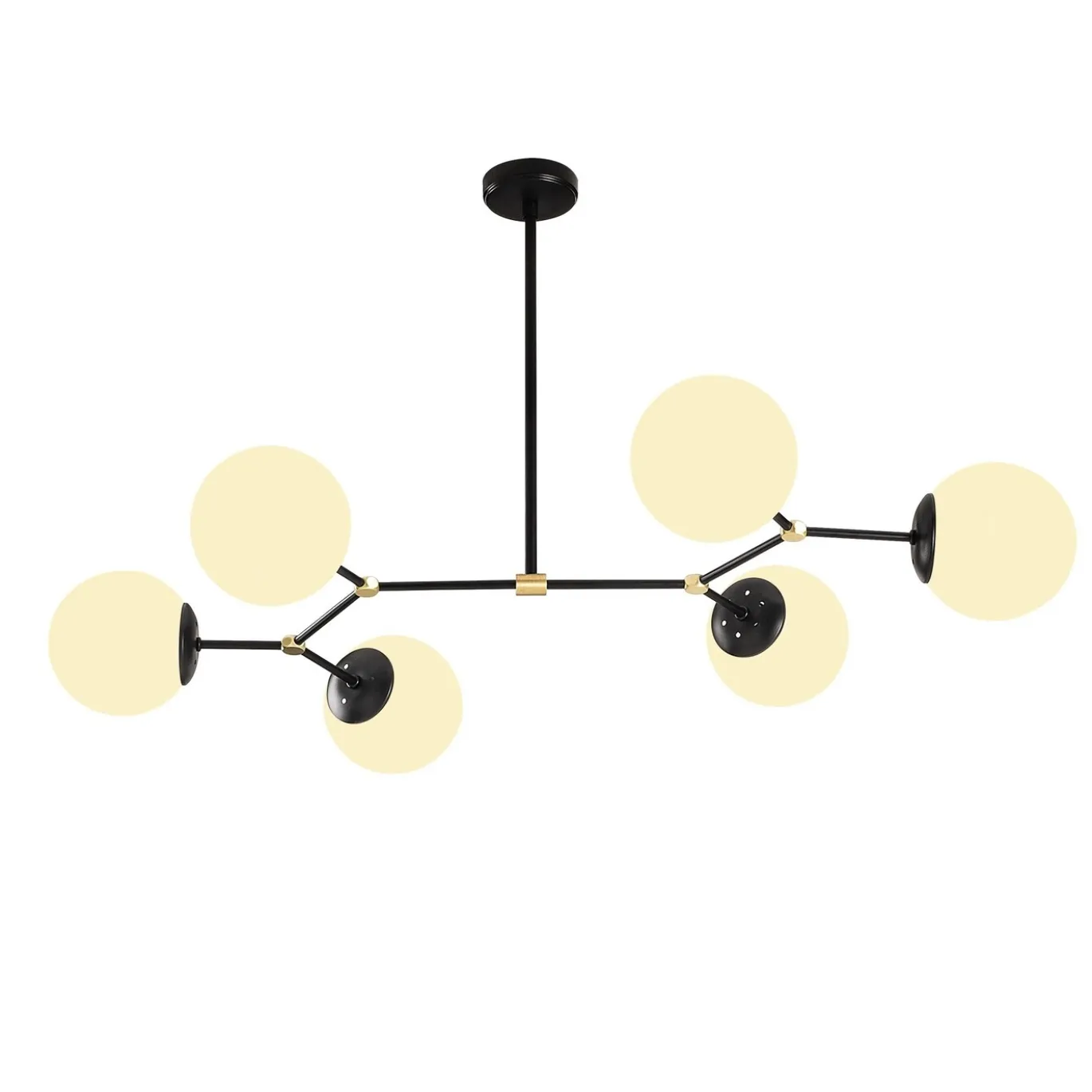 Hanglamp 6-Lichts Damar Metaal Zwart Wit