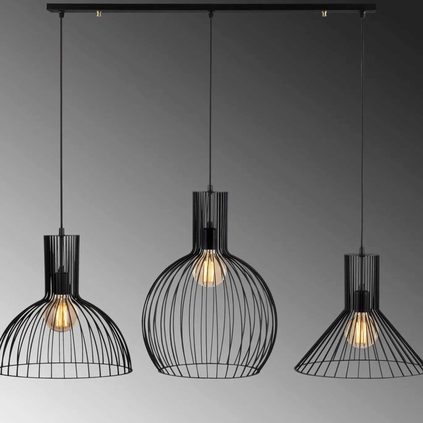 Hanglamp 3-Lichts Fellino IJzer Zwart