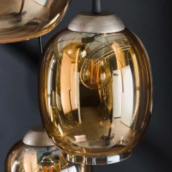 Hanglamp 5-Lichts Mix Getrapt Amberkleurig Glas - Giga Meubel