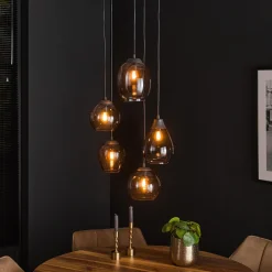 Hanglamp 5-Lichts Mix Getrapt Chromed Glas - Giga Meubel