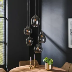 Hanglamp 5-Lichts Mix Getrapt Chromed Glas - Giga Meubel