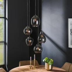 Hanglamp 5-Lichts Mix Getrapt Chromed Glas - Giga Meubel