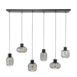 Hanglamp 6-Lichts Mix Metal Charcoal - Giga Meubel