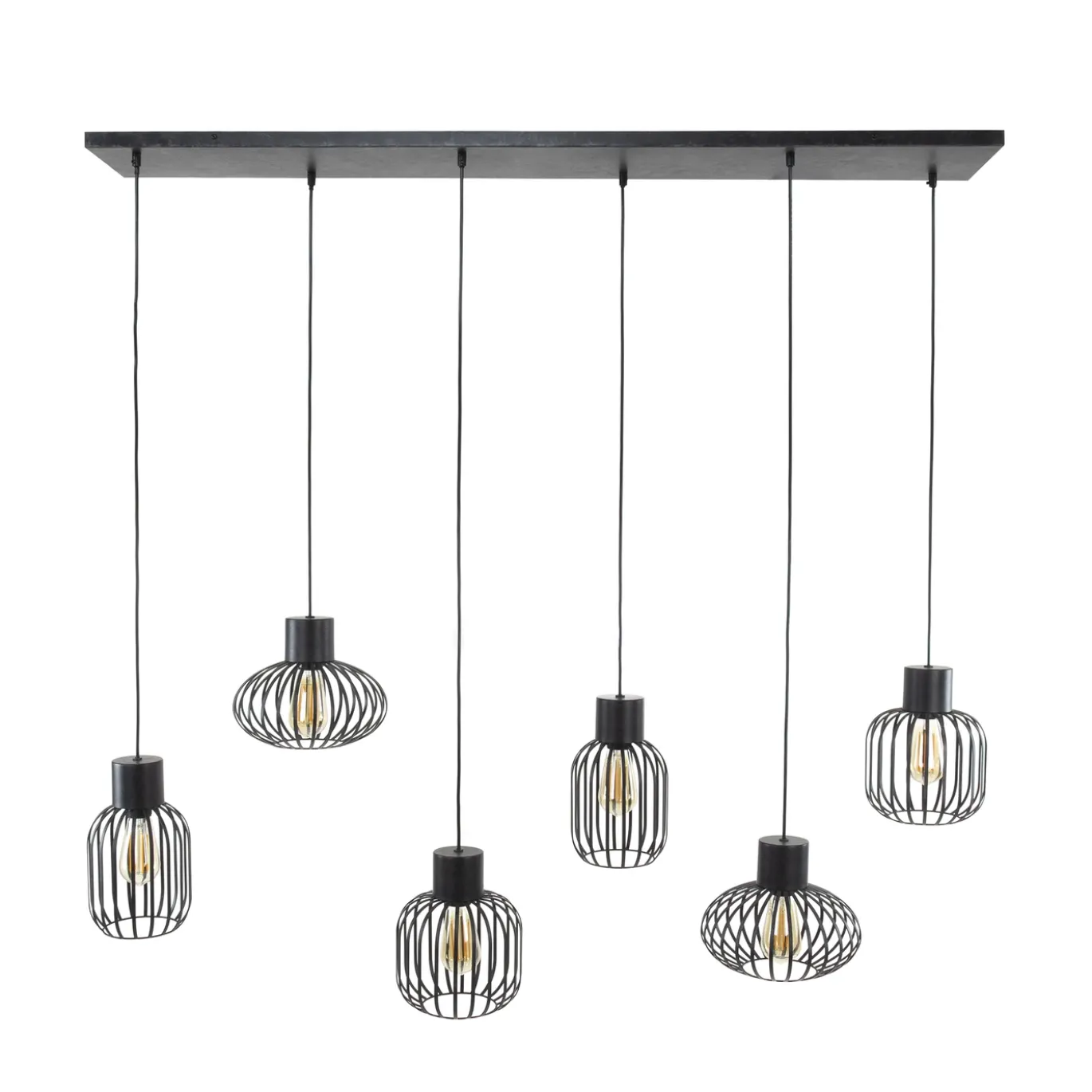 Hanglamp 6-Lichts Mix Metal Charcoal - Giga Meubel