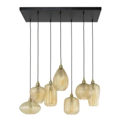Hanglamp 7-Lichts Pattern Mix Amberkleurig Glas - Giga Meubel