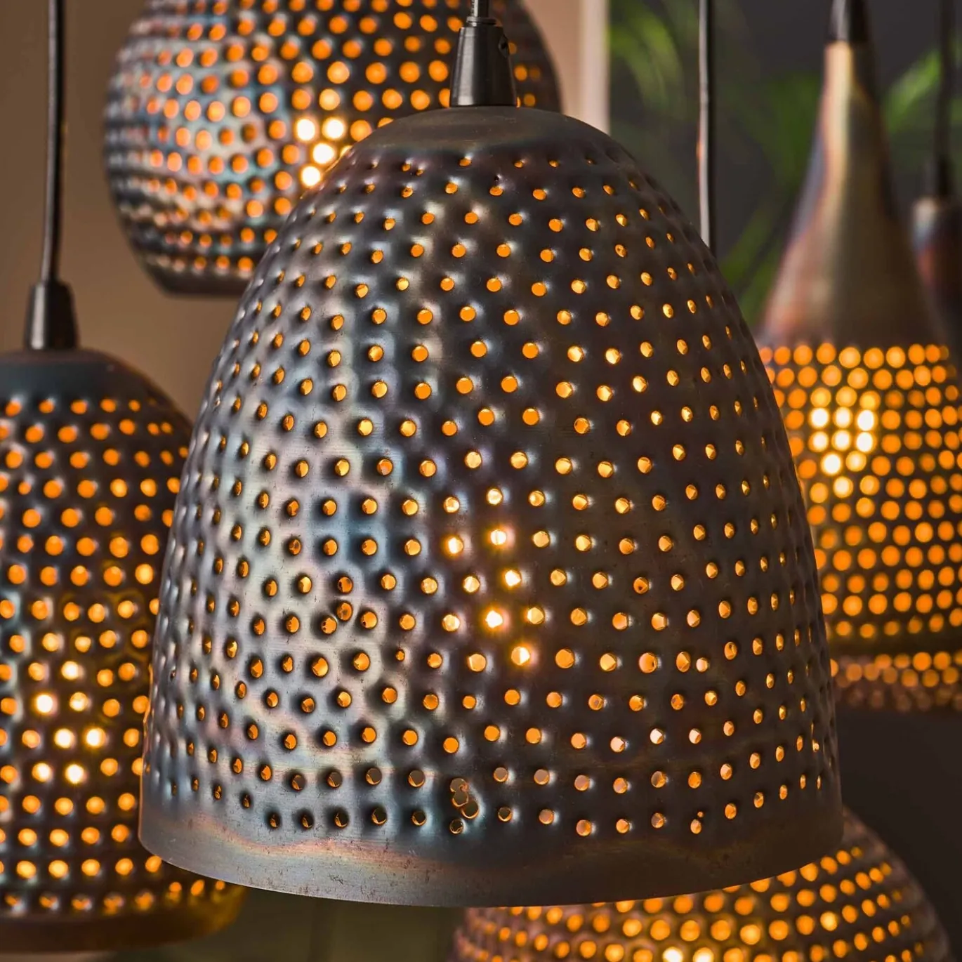 Hanglamp 7-Lichts Punch Mix Zwart Bruin - Giga Meubel