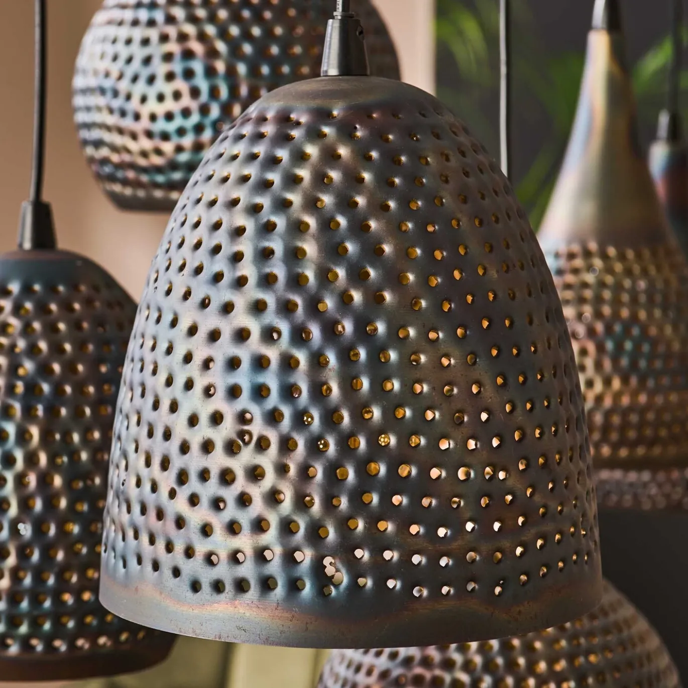 Hanglamp 7-Lichts Punch Mix Zwart Bruin - Giga Meubel