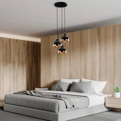 Hanglamp 3-Lichts Yildo Getrapt Metaal Zwart Koper