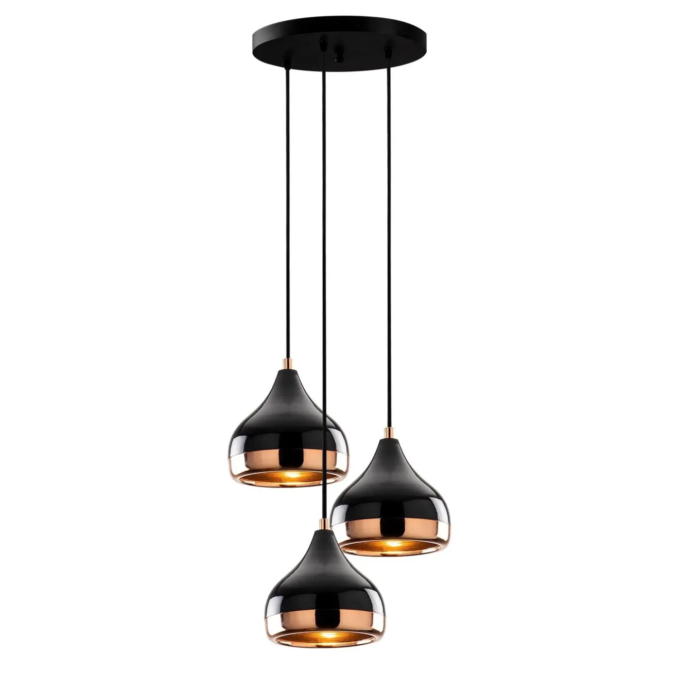 Hanglamp 3-Lichts Yildo Getrapt Metaal Zwart Koper