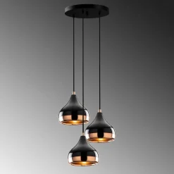 Hanglamp 3-Lichts Yildo Getrapt Metaal Zwart Koper