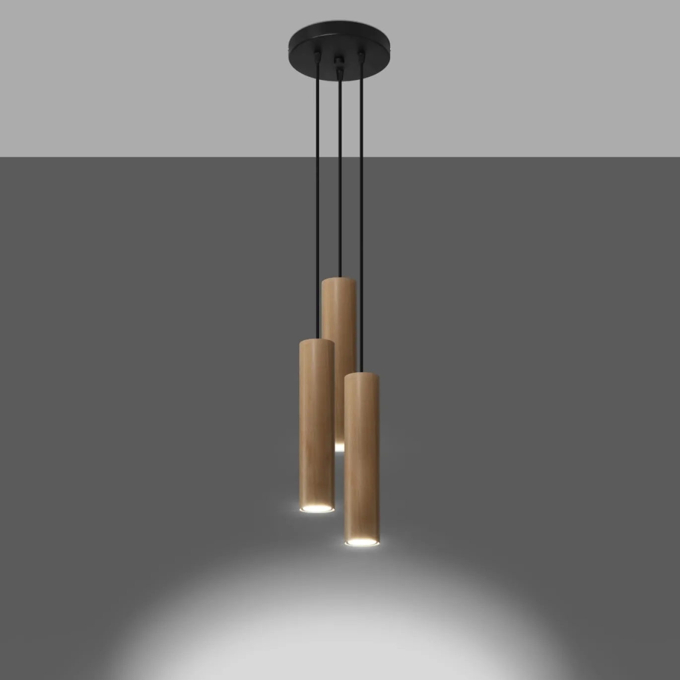 Hanglamp Lino 3-Lichts Getrapt Hout Naturel - Giga Meubel