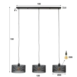 Hanglamp 3L Mesh Rond Artic Zwart - Giga Meubel