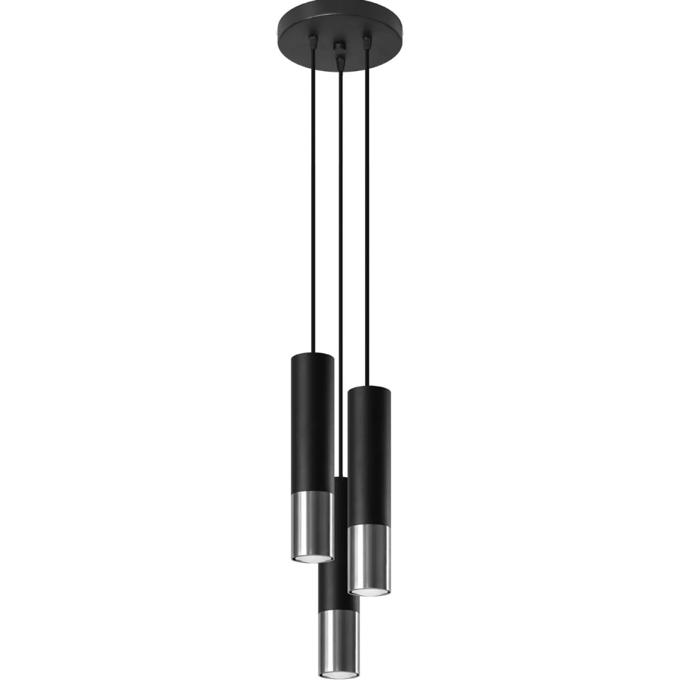 Hanglamp Loopez 3-Lichts Getrapt Zwart/Chrome - Giga Meubel