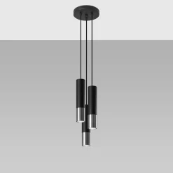 Hanglamp Loopez 3-Lichts Getrapt Zwart/Chrome - Giga Meubel