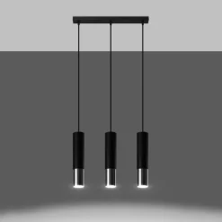 Hanglamp Loopez 3-Lichts Zwart/Chrome - Giga Meubel